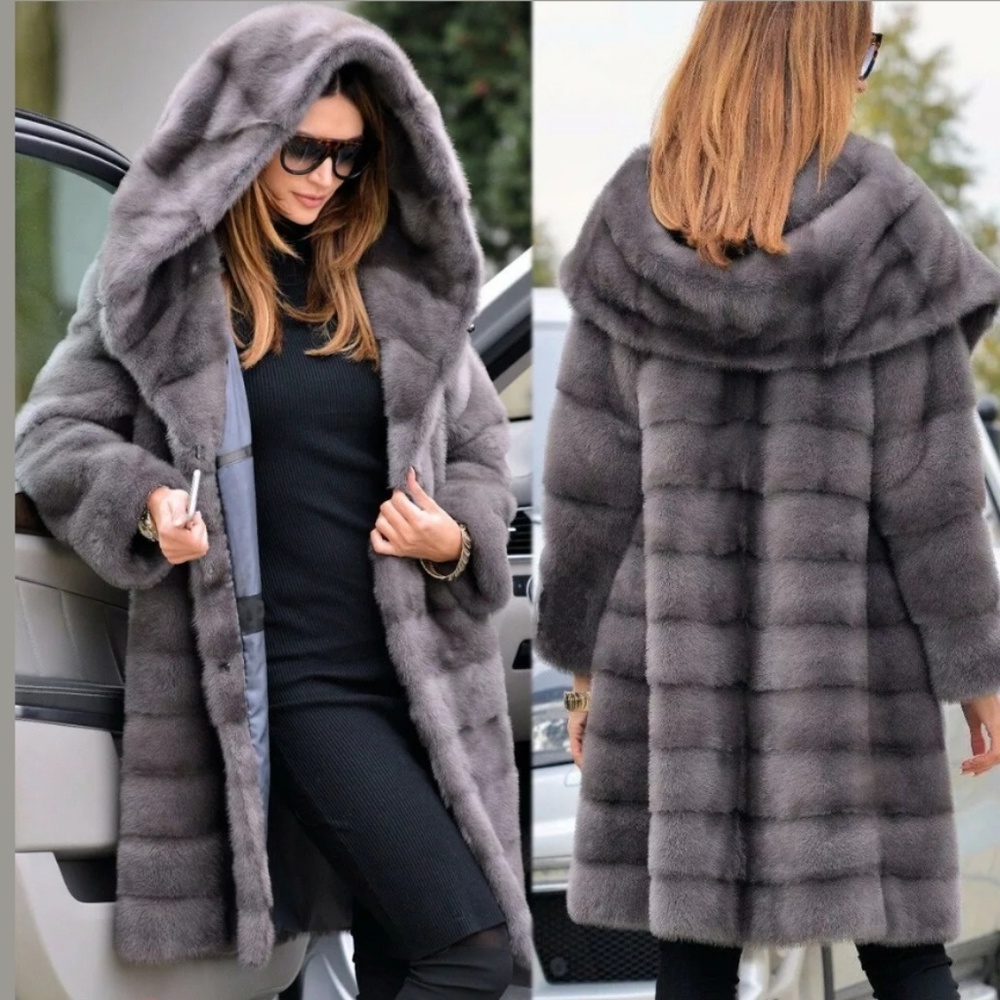 New 🔥Last One🔥Chic Faux Fur Parka Hooded Coat Winter Jacket Medium size 6